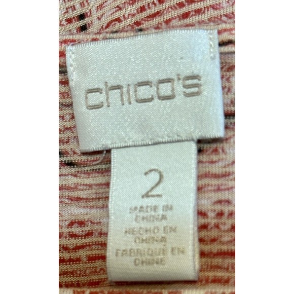 Chico's  Size 2 US L Symmetrical Scrolls Samantha Top 3/4 Sleeves - Picture 10 of 12